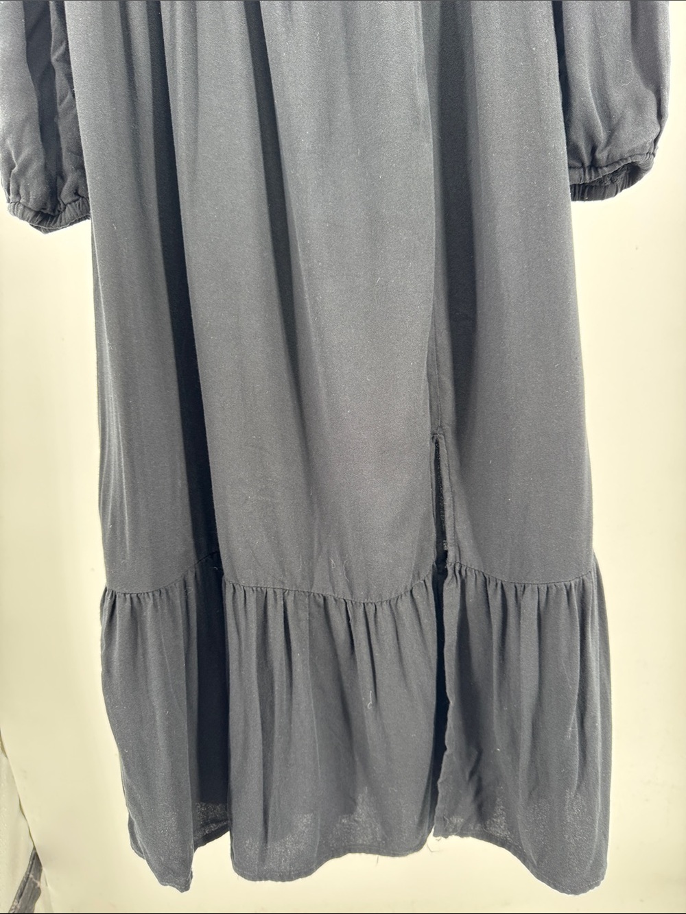 And Now This square neck Black Long-Sleeve Midi Dress slit M casual witchy - Picture 5 of 13
